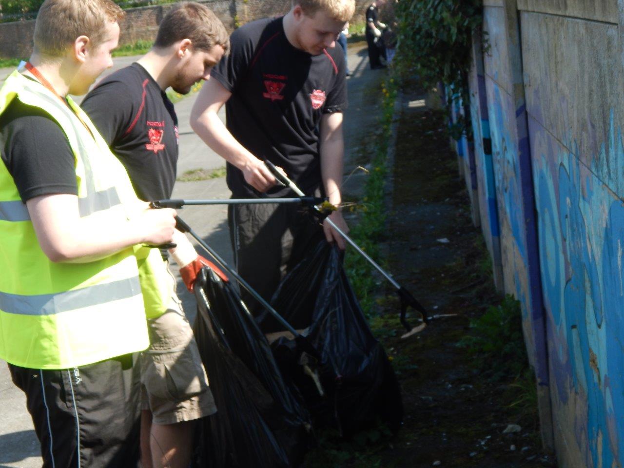 Getting involved with the clean up!